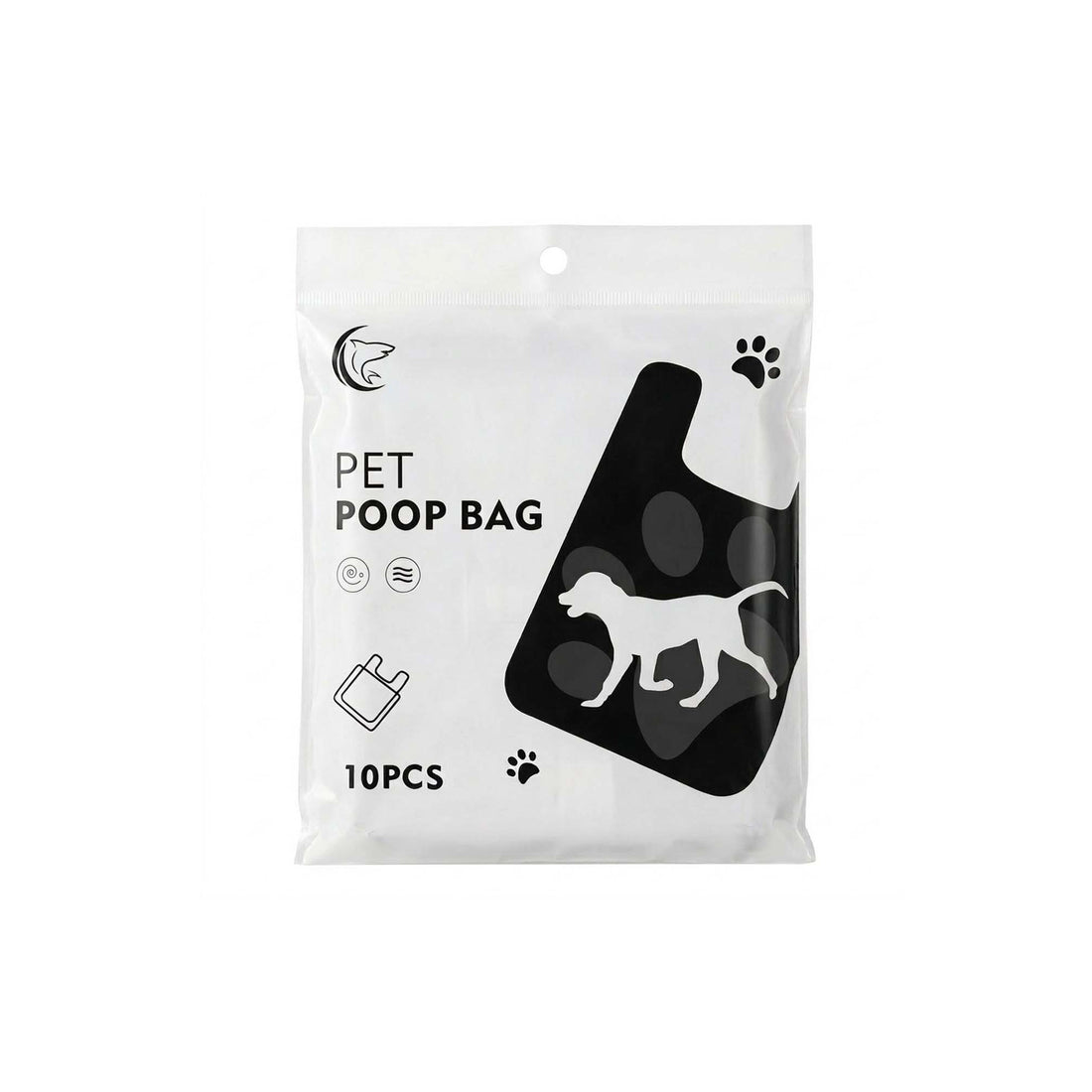 3-layer extra strong pet poop bags – black dog silhouette & paw print design, leak-proof 10-pack by PetsFave