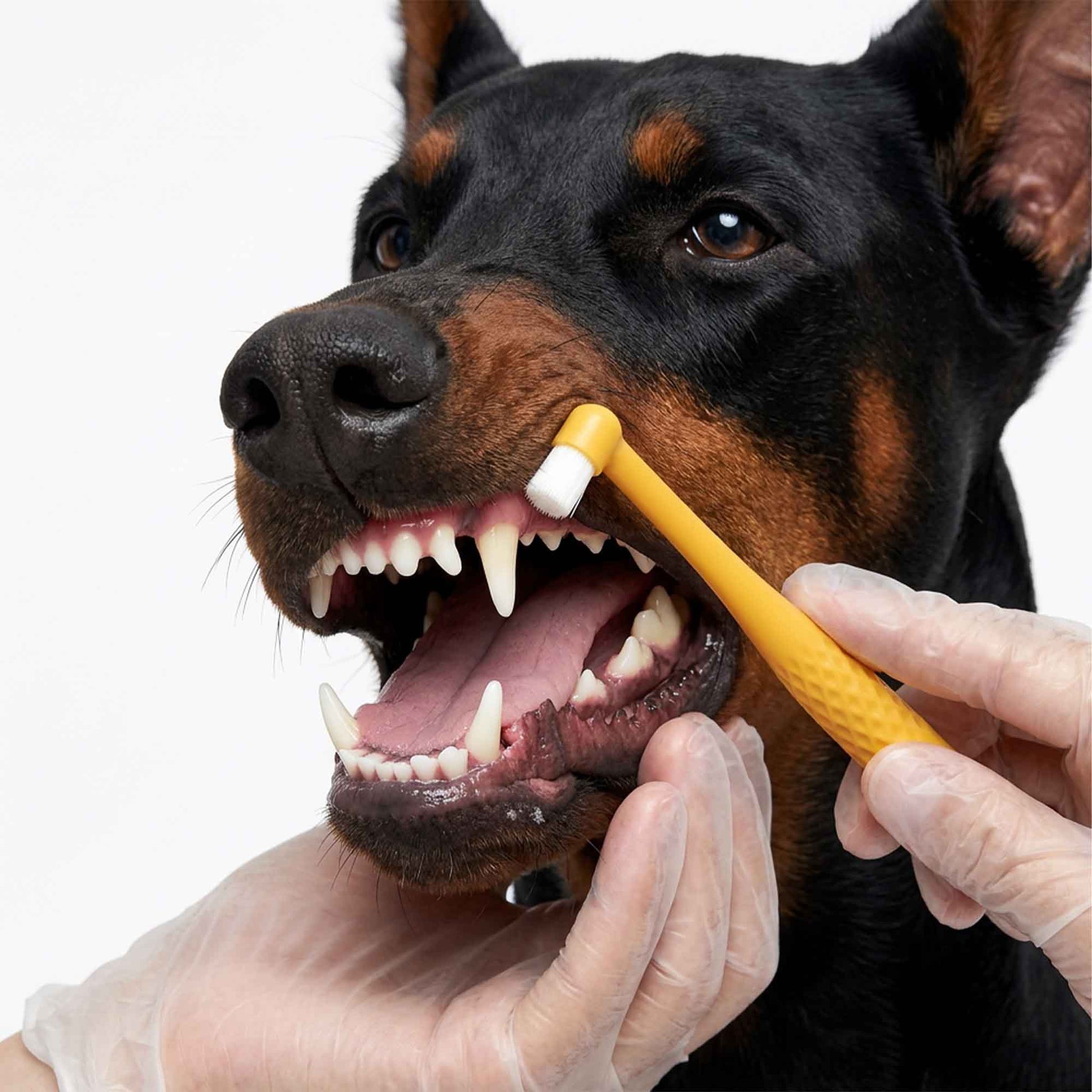 Gentle front teeth and gum cleaning with rounded-tip dog toothbrush – soft silicone bristles massage gums and remove plaque safely
