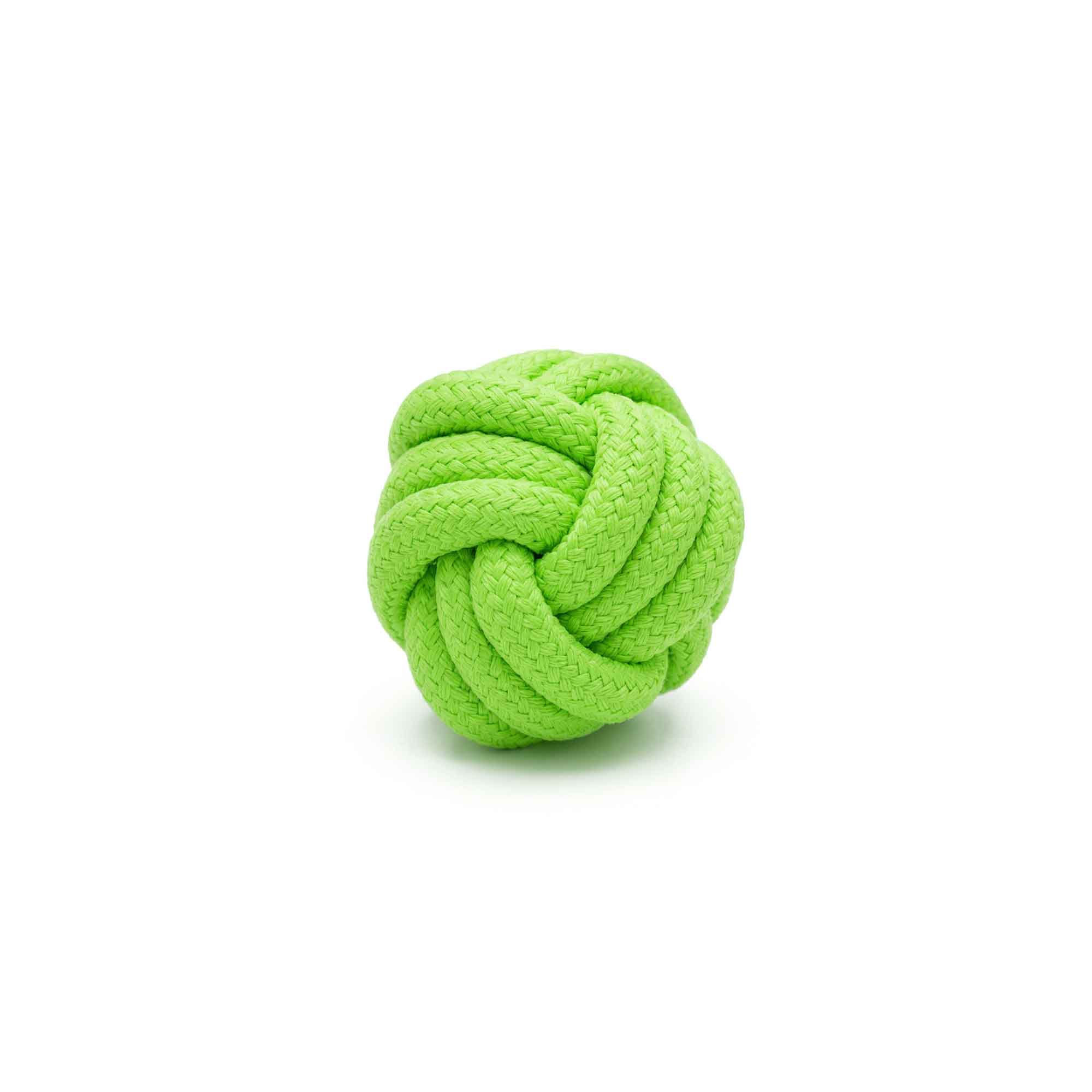 Lime green knots ball rope dog toy – bouncy knotted polyester ball for interactive fetch and active play by PetsFave