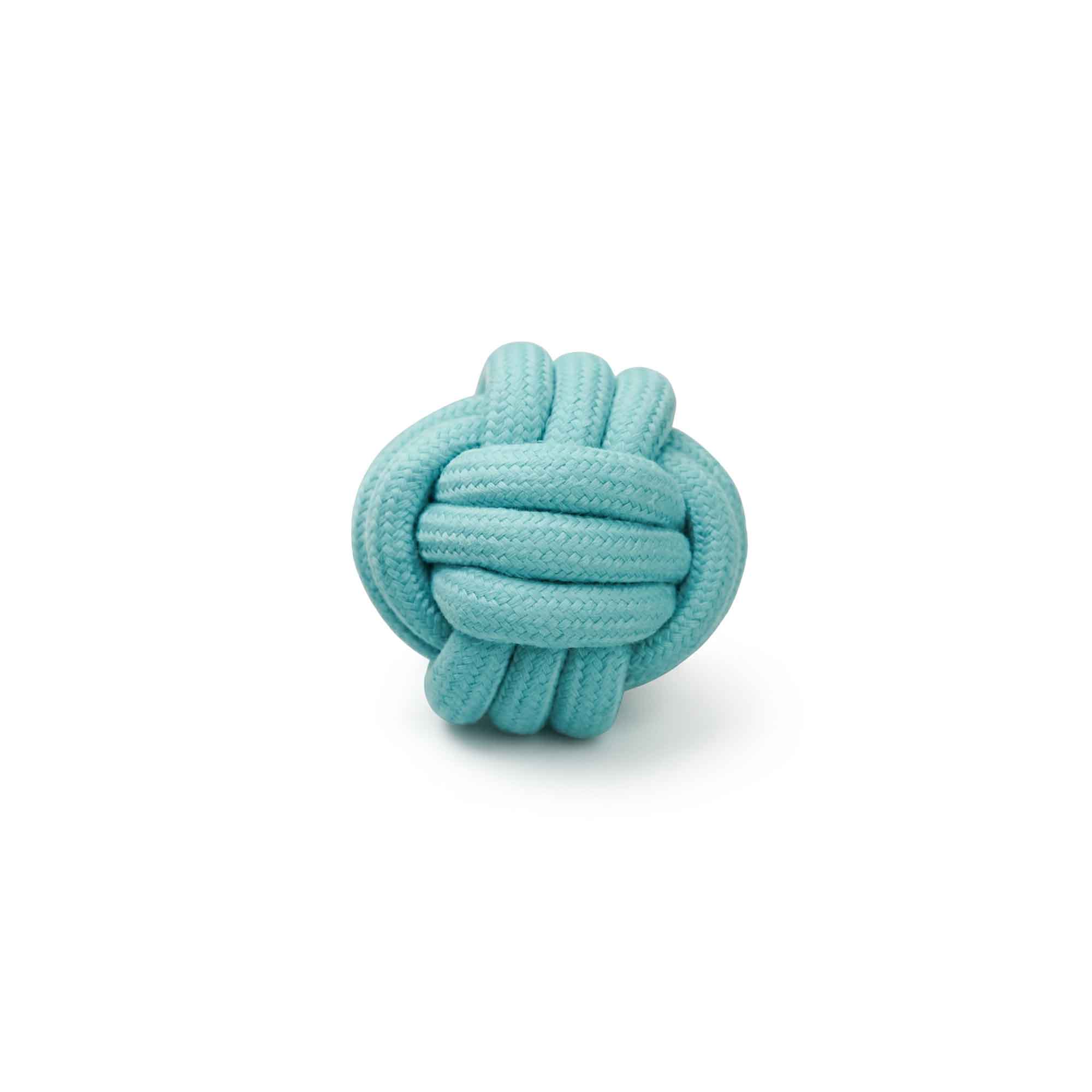 Teal knots ball rope dog toy – durable polyester knotted ball for tugging, fetching, and chewing by PetsFave